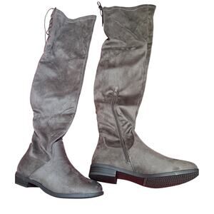 Dream Pairs Over the Knee Laced Boots  Womens Khaki 8 New